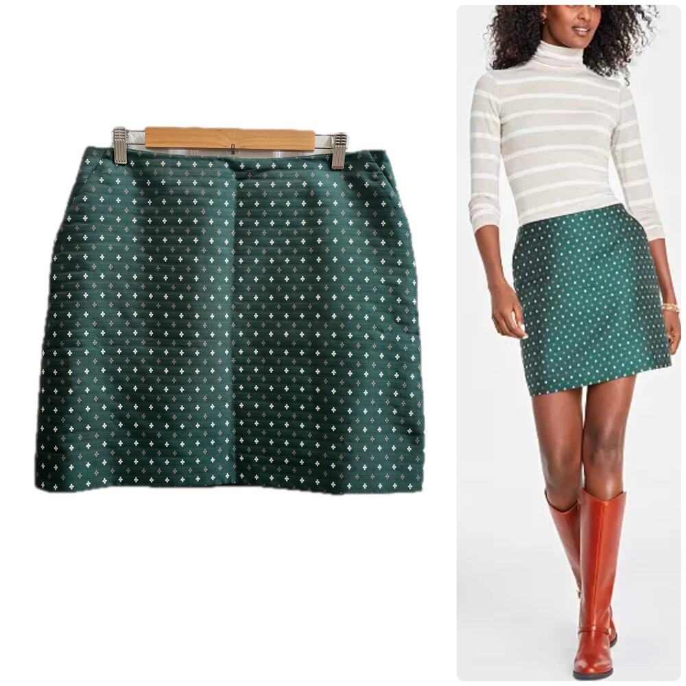 On 34th Emerald Green Jacquard Geometric Print Lined Pocket Mini Skirt Size 12